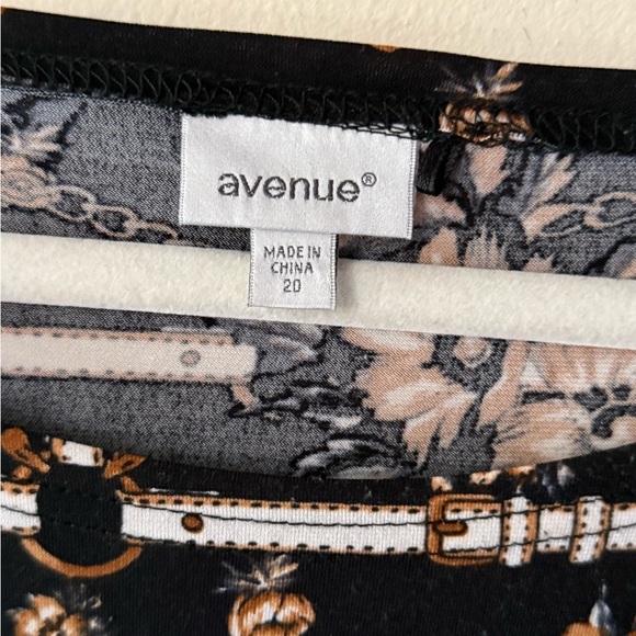 Avenue Knee Length Shift Dress, Boho Pattern, Black Floral and Chain-Link, Sz 20 - Picture 3 of 7